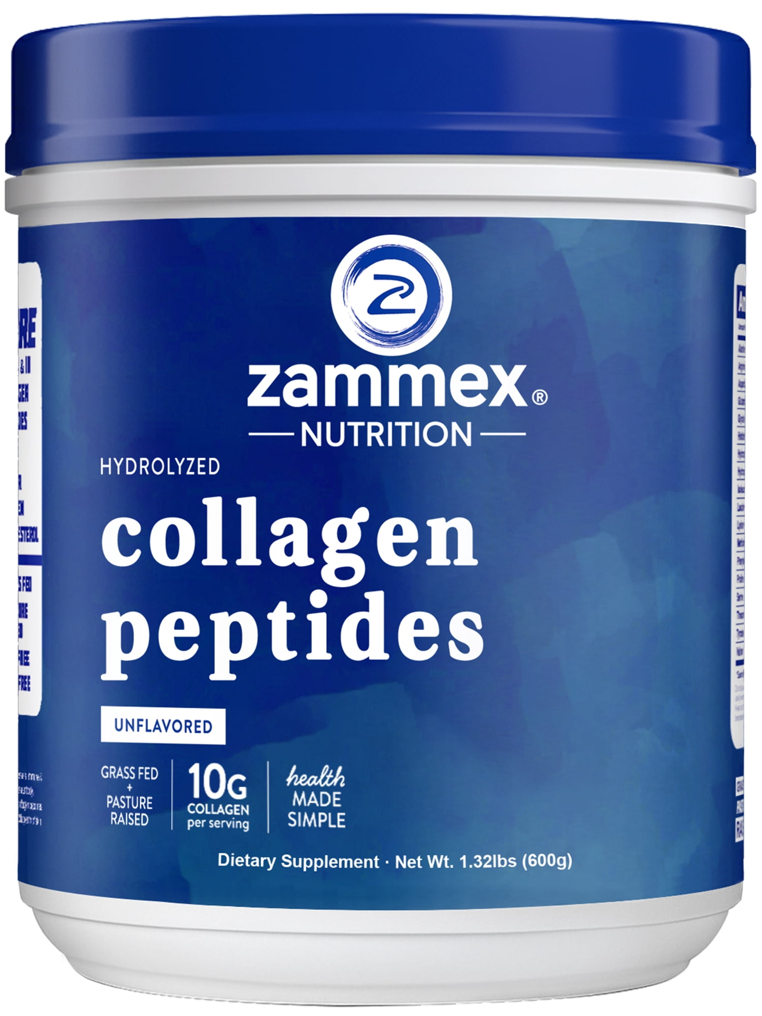 Zammex Collagen Peptides Powder, Unflavored Hydrolyzed Collagen Protein Powder,Grass-Fed, Paleo & Keto, Non-GMO, 1.32 lb