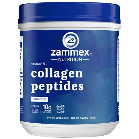 Zammex Collagen Peptides Powder, Unflavored Hydrolyzed Collagen Protein Powder,Grass-Fed, Paleo & Keto, Non-GMO, 1.32 lb