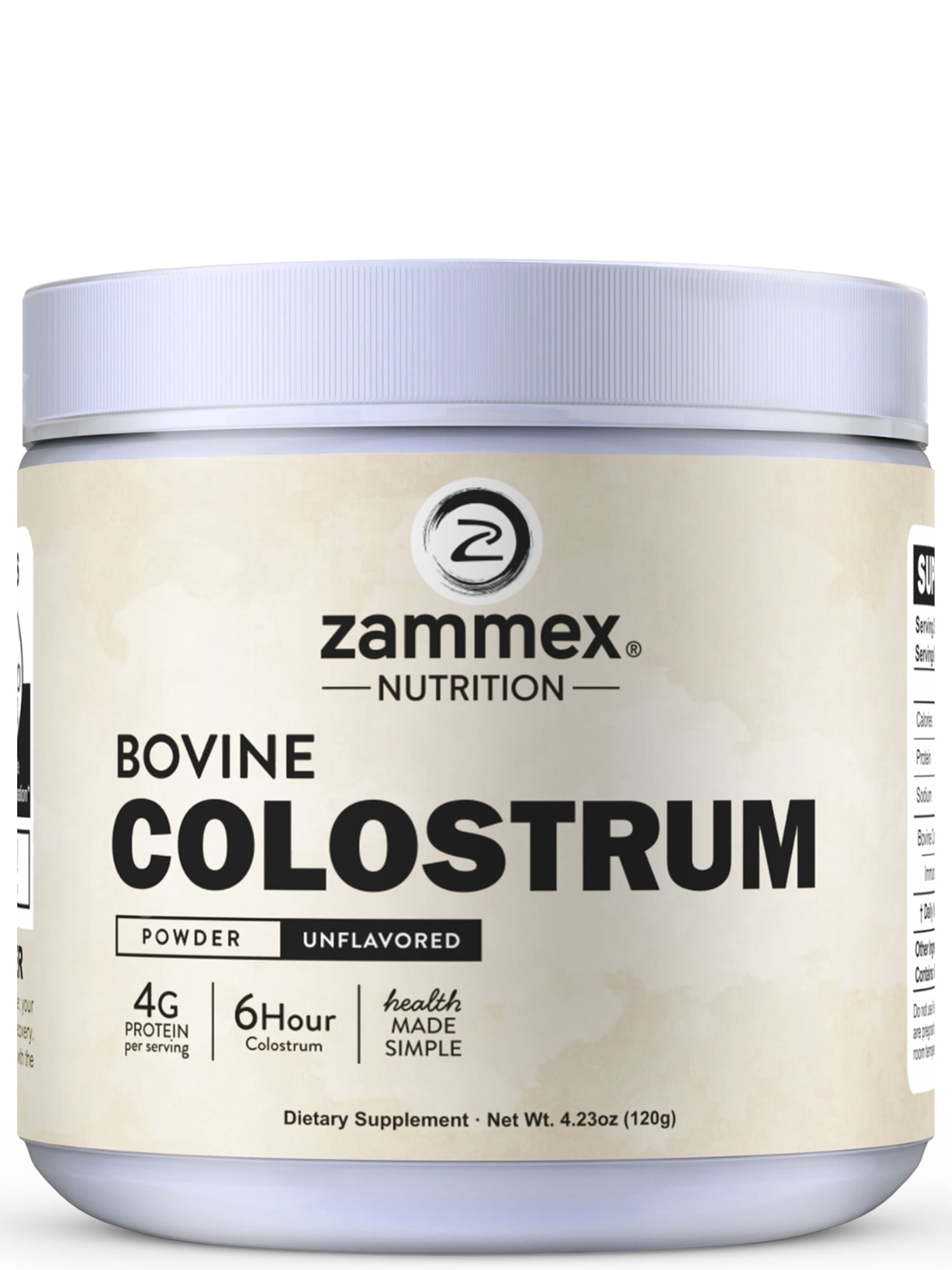 Zammex Bovine Colostrum Powder, Grass-Fed High IgG Colostrum Supplement Support Gut Health & Immune, Unflavored 30 Servings