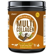 Zammex Multi Collagen Peptides Powder 16oz, Hydrolyzed Collagen Protein Powder Collagen Types I,II,III,V,X, Chocolate &Coconut Flavor, 41 Servings