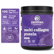 Zammex Multi Collagen Peptides Powder 21.2oz, Unflavored Hydrolyzed Multi Collagen Protein Powder, Collagen Types I,II,III,V,X, 2-Months Supply