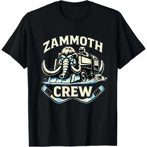 Zammoth Crew Mammoth Ice Hockey Zamboni Sports Team Ice Rink Unisex T-Shirt, S-5XL