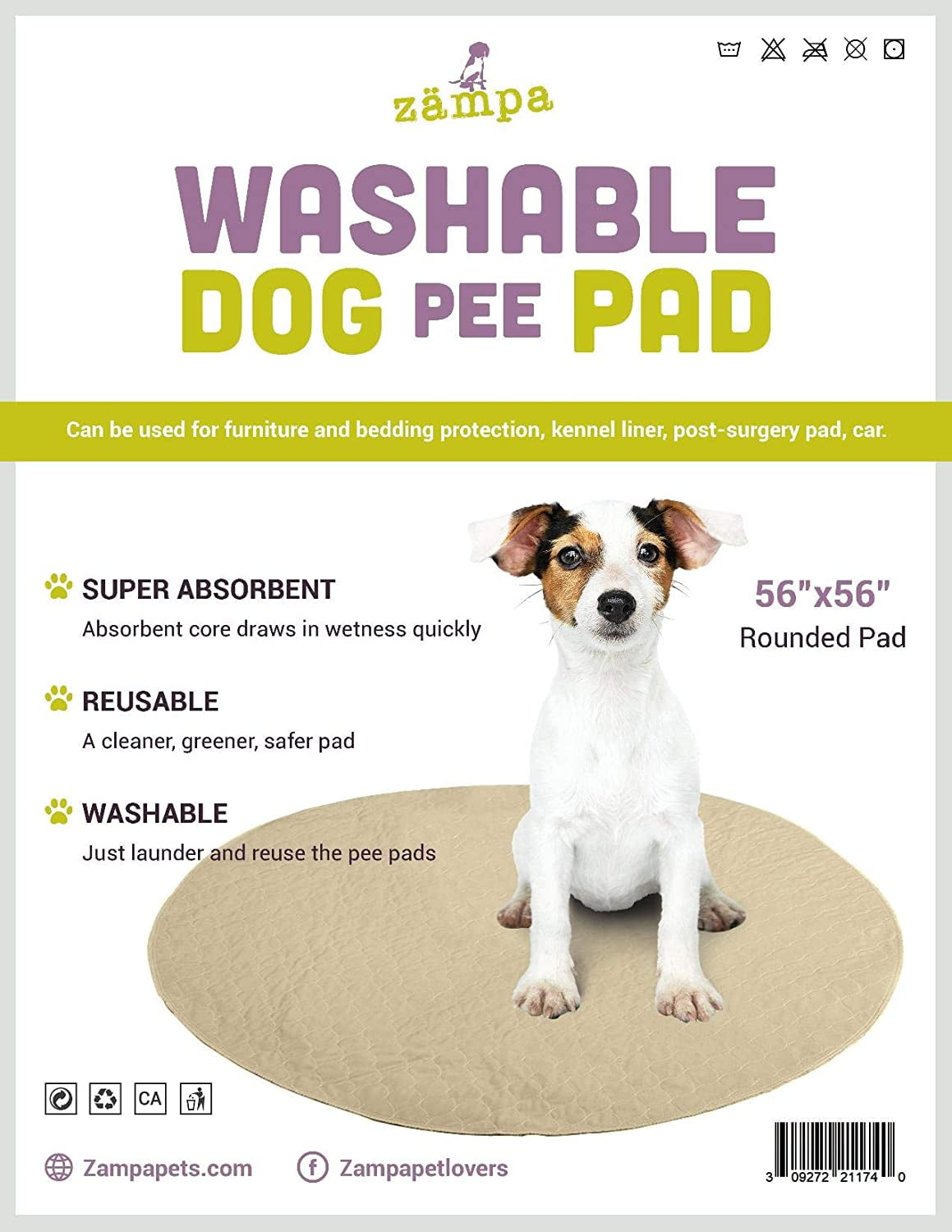 Zampa Pets Quality Whelp Round, Circular Shape Reusable Dog Pee Pads