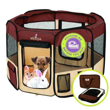 Zampa Portable Foldable Pet Playpen with Carrying Case For Large Dogs and Small Puppies, Cats, Water resistant