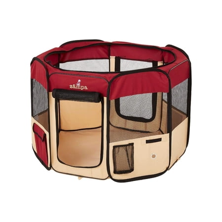 Zampa Portable Foldable Pet playpen Exercise Pen Kennel & Carrying Case For Large Dogs, Small Puppies & Cats,Water resistant