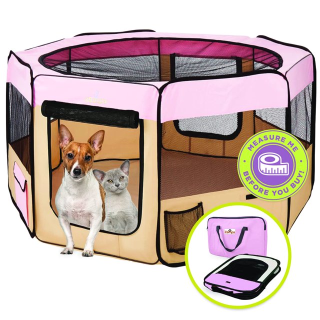 Zampa Portable Foldable Pet playpen Exercise Pen Kennel & Carrying Case