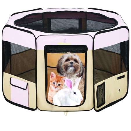 Zampa Portable Foldable Pet playpen Exercise Pen Kennel & Carrying Case, Indoor, Outdoor Use, Water resistant