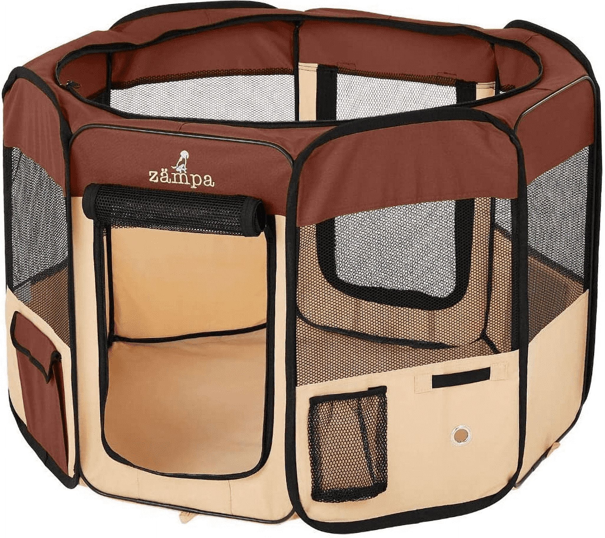 Zampa Playpen Medium 45 X45 X24 Pop up Portable Playpen For Dogs Cats Brown Walmart