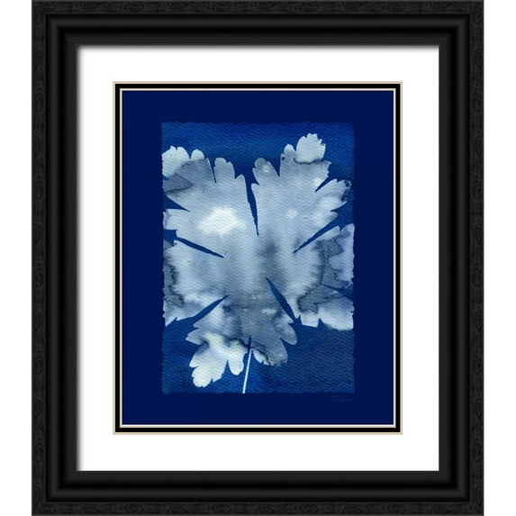 Zamudio, Dan 20x24 Black Ornate Wood Framed with Double Matting Museum Art Print Titled - Cyanotype Leaf