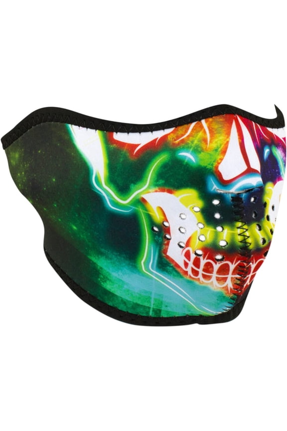 Zan Headgear Half Face Neoprene Mask Neon Electric Skull