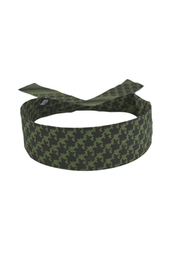 Zan Headgear Cotton Cooldanna Head/Neck Wrap Houndstooth Olive