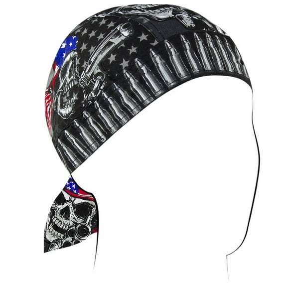 Zan Headgear Cotton Flydanna Headwrap USA Gun Skull