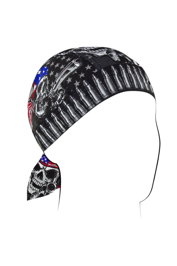 Zan Headgear Cotton Flydanna Headwrap USA Gun Skull