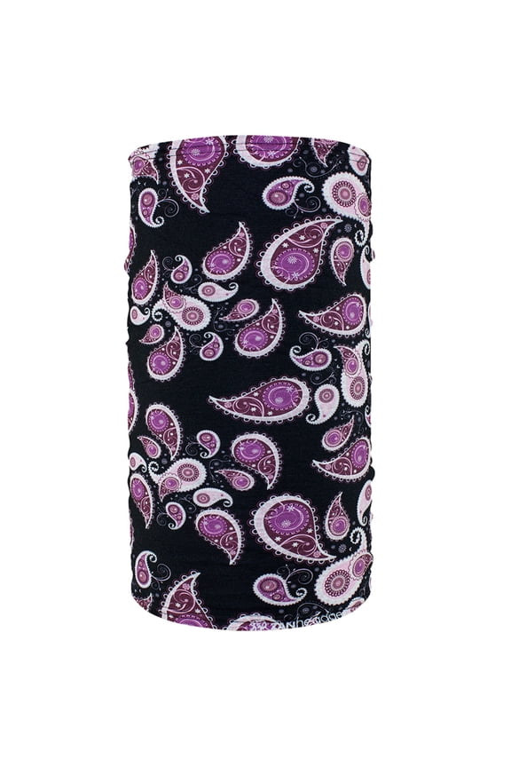 Zan Headgear Fleece Lined Motley Neck Tube Purple Paisley
