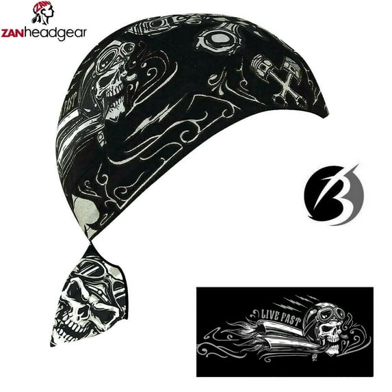 Zan Headgear Cotton Flydanna Headwrap Biker Skull