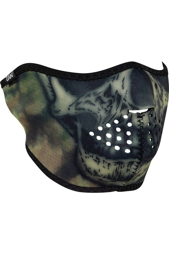 Zan Headgear Half Face Neoprene Mask Woodland Camo Tie Dye Skull