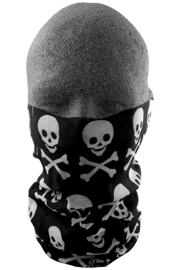 Zan Headgear Motley Tube Skull and Crossbones (White, OSFM)