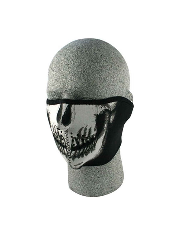 Zan Headgear Neoprene 1/2 Face Mask, Skull Face