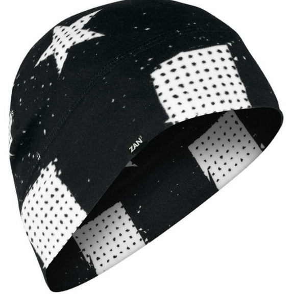 Zan Headgear Sportflex Fleece Lined Helmet Liner/Beanie Black/White Flag