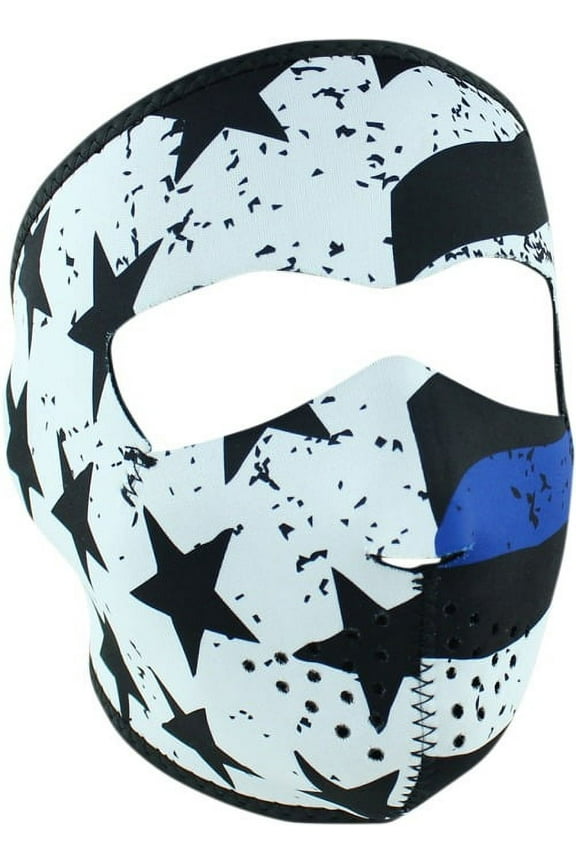 Zan Headgear WNFM119, Full Face Neoprene Face Mask, Ski Mask, Reverses to Black - Thin Blue Line Police Memorial