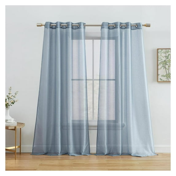 ZanQee 2 Piece Semi Sheer Voile Window Curtain Grommet Panels for Bedroom & Living Room (54" W x 95" L, Dusty Blue)