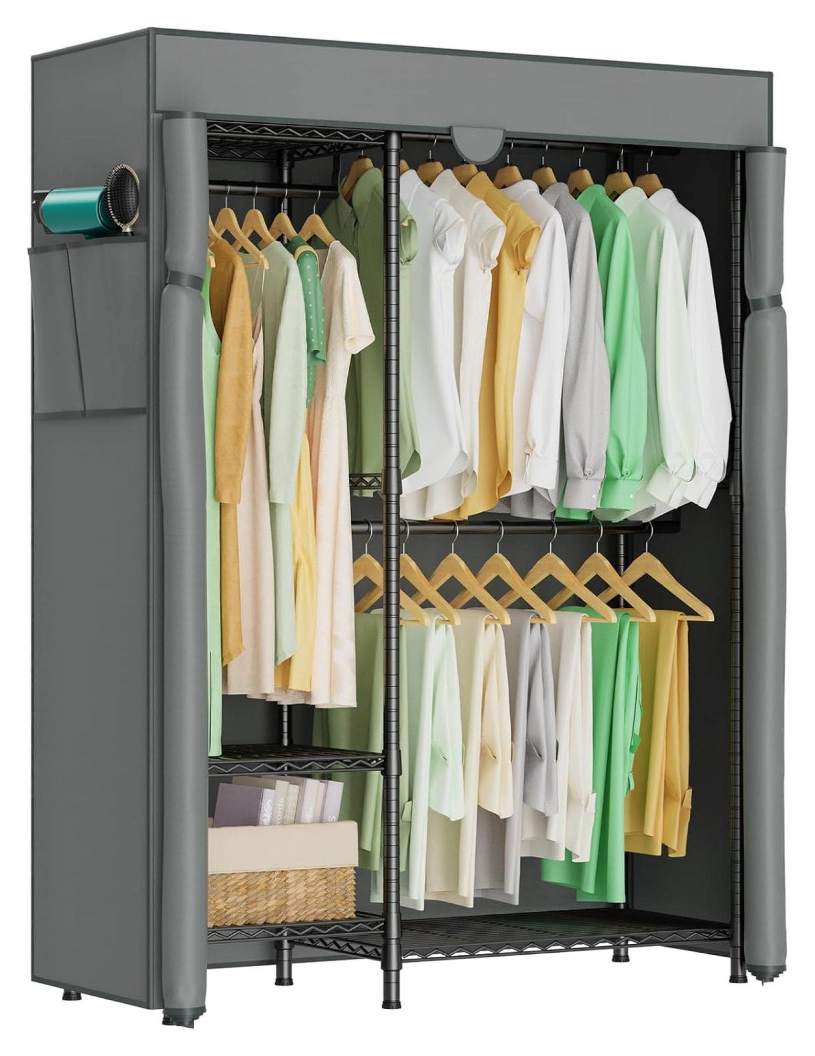 ZanQee G3C Heavy Duty Covered Clothes Rack, Garment Rack for Hanging