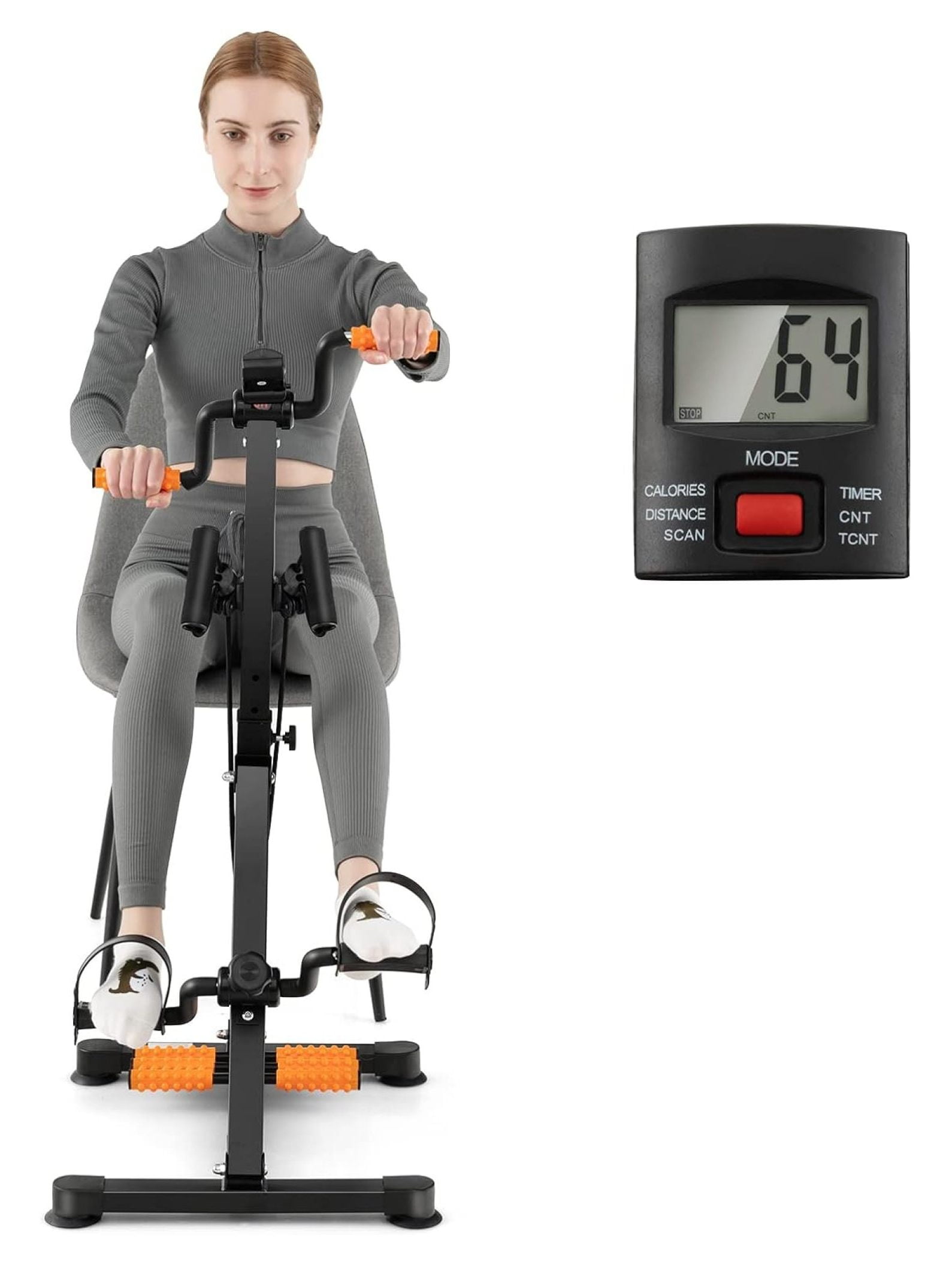 ZanQee Pedal Exercise Bike for Seniors, Hand Arm Leg and Knee Fitness Machine with Massage, LCD Monitor, Adjustable Height and Length for Total Body, Home Exercise Equipment for Elderly