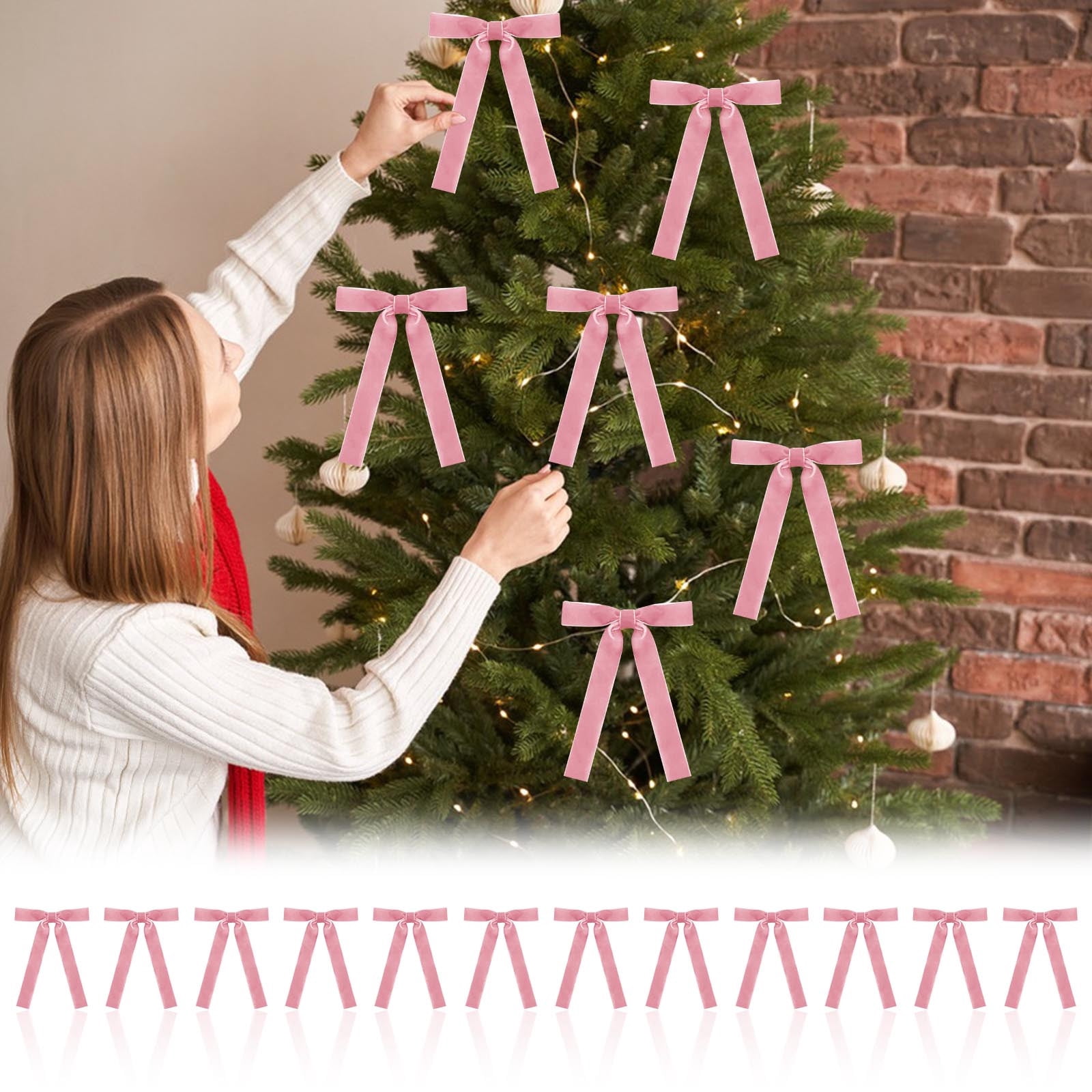 Zanao 12 Pcs Red Velvet Ribbon Bows for Christmas Tree 5"X7",Christmas ...