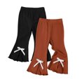 thumbnail image 1 of Zanarzt Baby Bell Bottoms 2pc Baby Girls Breathable Pants Casual Fashion Bow Flared Pants Brown,9-12 Months, 1 of 9