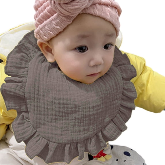 Zanarzt Baby Bibs Muslin Baby Bibs for Girls Soft Cotton Drool Bibs Ruffle Trim for Newborns & Toddlers D