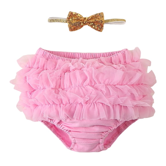Zanarzt Baby Bloomers Newborn Girl Baby Ruffle Cotton Ruffle Bloomer Diaper Cover for Girls Baby Girls Skirt Shorts Pink,0-24 Months