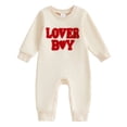 thumbnail image 1 of Zanarzt Baby Bodysuit Boy Long Sleeve Baby Boy Valentines Outfit Long Sleeve Letter Print Jumpsuit Romper Cute Spring Clothes Beige,0-3 Months, 1 of 8