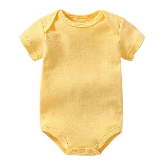 Zanarzt Baby Bodysuits Newborn to Infant Baby Bodysuits Soft Cotton Solid Color Short Sleeve Baby Romper Yellow,3-6 Months
