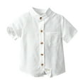 thumbnail image 1 of Zanarzt Baby Boy Clothes Boys' Solid Short Sleeve Shirts Childrens Summer Formal Button Down Shirt White,12-18 Months, 1 of 4