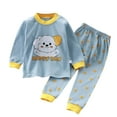 thumbnail image 1 of Zanarzt Baby Boy Clothes Childrens Comfortable Breathable Long Sleeve Home Clothes Two Piece Set with Cute Cartoon Pattern Light Blue,6-7 Years, 1 of 3