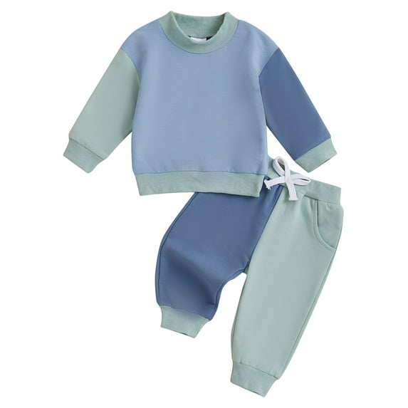 Zanarzt Baby Boy Clothes Long Sleeve Sweatsuits Tops Pants Set Fall Spring Outfits 2Pcs Toddler Clothing Blue,18-24 Months