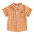 thumbnail image 1 of Zanarzt Baby Boy Clothes Toddler Boys Button Down Shirts Short Sleeve Dress T-Shirt Toddler Tops Summer Outfits Boys Button Up 12-18 Months,Orange, 1 of 7