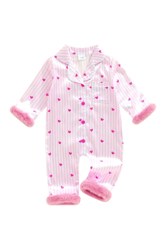 Baby Boy Girl Romper Baby Girls Romper Baby Pajamas Heart Romper Cute Outfit Sleep Bodysuit Pink,12-18 Months
