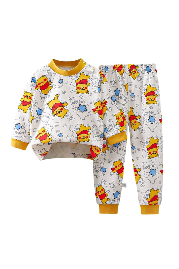 Baby Boy Sleepers Toddler Boys Pajamas Dinosaur Cotton Kids Truck 2 Piece Kids Pjs Sleepwear Clothes Set Yellow,6-12 Months