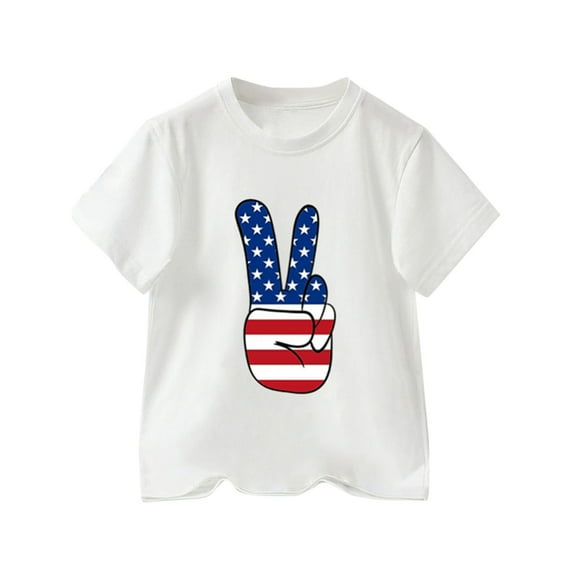 Zanarzt Baby Boy Summer Clothes 4th Of July Cute Kid Toddler Shirts 4Th Of July Printed Tees Boys Short Sleeve Unisex Tops Boys Print Shirt White,3-4 Years