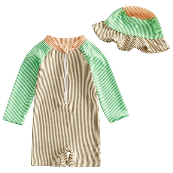 Zanarzt Baby Boy Swimsuit One Piece Baby Sunsuit and Sun Sun Hat Swim Set UPF 50  to Baby Boys Yellow,6-12 Months