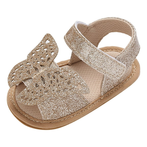 Zanarzt Baby Boys Girls Summer Sandals Baby Toddler Infant Girls Soft Open Toe Summer Sandals Flower Princess Flat Shoes Gold,4