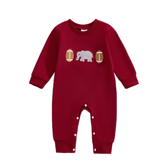 Zanarzt Baby Clothes Girl Infant Baby Boys Girls Football Season Jumpsuit Watch Football with Daddy Romper Playsuit Sweatshirt Red,3-6 Months
