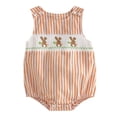 thumbnail image 1 of Zanarzt Baby Clothes Newborn Baby Boy Outfit Rabbit Sleeveless Striped Romper Jumpsuit One Piece Smocked Bubble Clothes 12-18 Months,Orange, 1 of 8