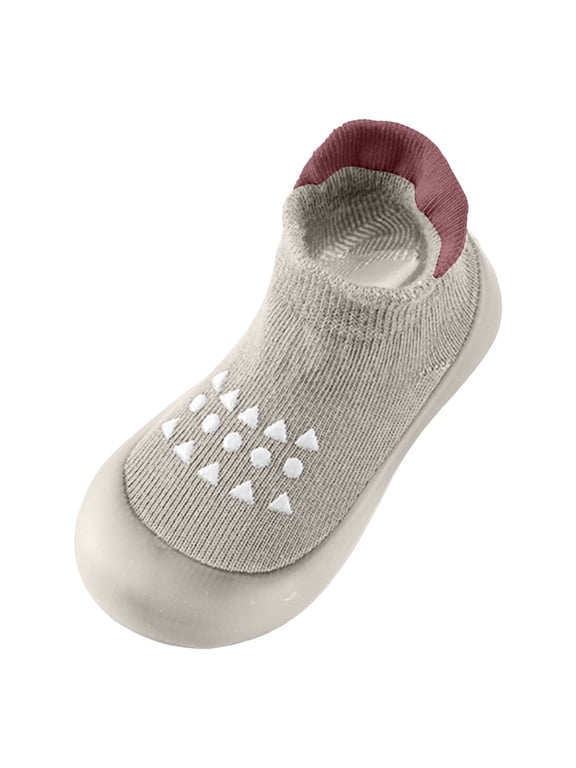 Baby First Walking Shoes Baby Floor Shoes Indoor and Outdoor Baby Toddler Socks Shoes Rubber Soles Cool Socks Shoes Grey,US 4