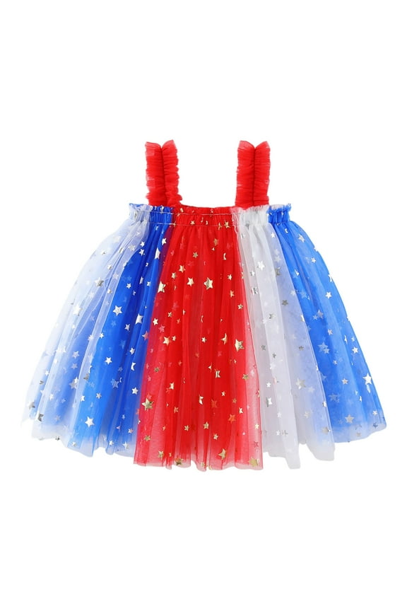 Baby Girl 4th Of July Dress Kids 4th of July Dresses Toddler Girls Red White and Blue Dress Patriotic USA American Flag Fourth of July Outfit Red,3-4 Years