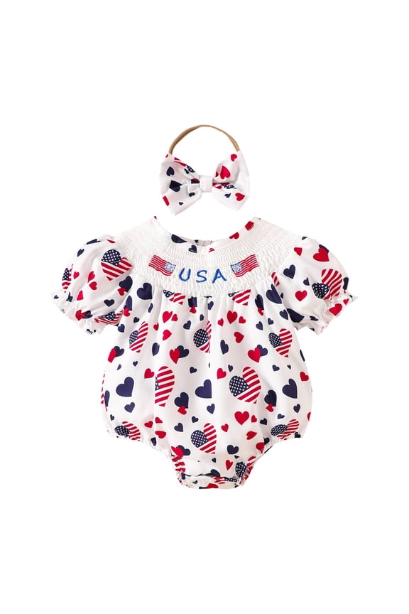 Baby Girl Clothes Romper Set Summer Baby Girl Clothes Newborn Romper Bodysuit Heaedband 2pcs Baby Girl Summer Clothes White,0-3 Months