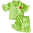 thumbnail image 1 of Zanarzt Baby Girl Outfits Toddler Girls Pajamas Silk Loungewear Silk Baby Pajama Two Piece Set Green,12-18 Months, 1 of 8