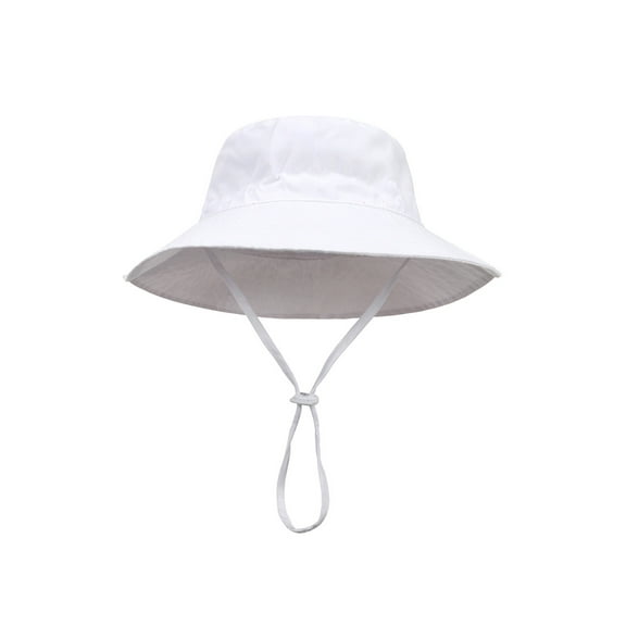 Zanarzt Baby Girl Wide Brim Bucket Hats Toddler Bucket Hat Solid Cap Boys Hat Baby Sun Hat Kids Beach Hats Wide Brim Outdoor Play for Boy And Girl White,6-24 Months