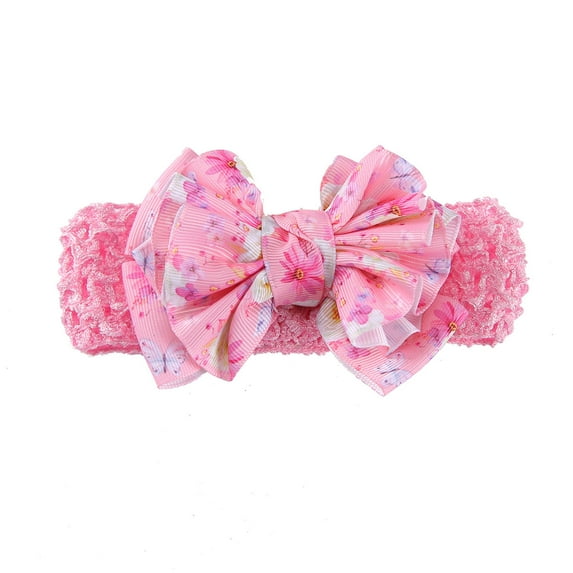Zanarzt Baby Girls Bows Headbands Toddler Baby Girls Flower Headband Floral Prints Bowknot Hair Band for Baby Red,One Size